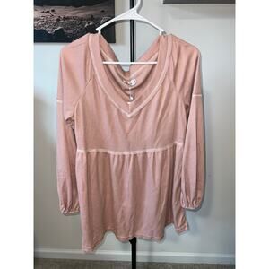 MissKy pink waffle knit long-sleeved Women's Top sz M